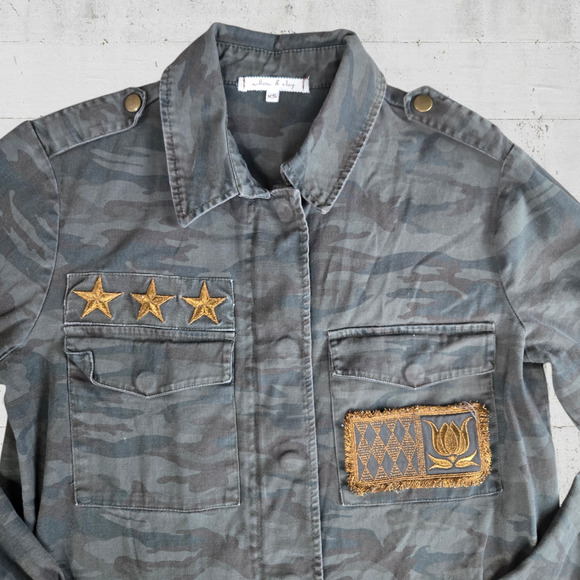Willow and Clay Camo Bronze Metallic Patch Military Style Utility Jacket Size XS - Picture 2 of 12